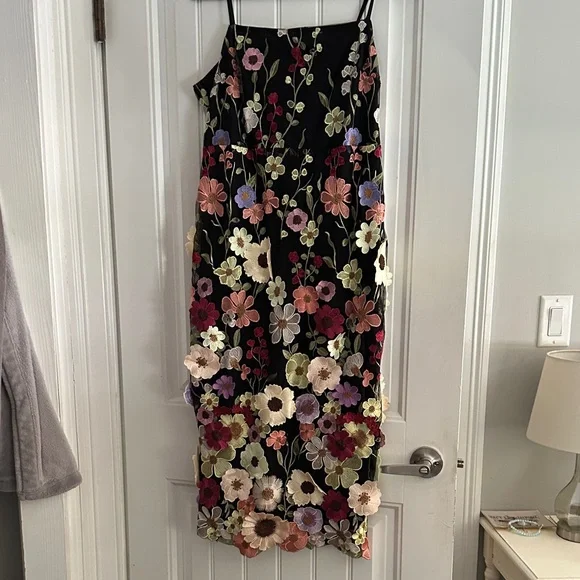Lulu's Black Floral Embroidered Dress - Picture 1 of 2